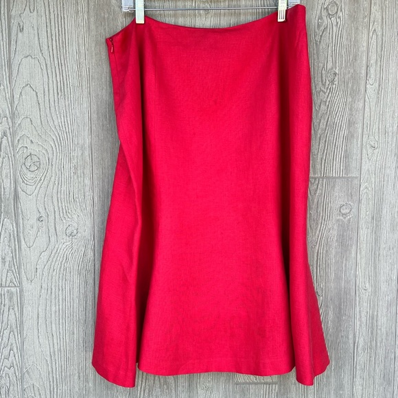 NWOT Ralph Lauren Chaps 100% Linen Midi Pink Coral Skirt Size 14 - Picture 3 of 5